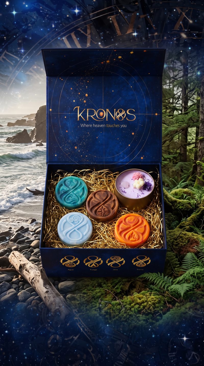 Caja de regalo Kronos con los cuatro jabones de los elementos